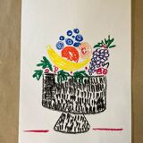 Bouquet de fleurs au pastel sec sur papier illustration originale