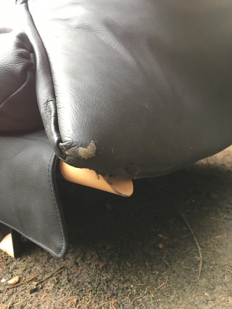 Blue-Grey Leather Sofa by Saporiti, 1980s