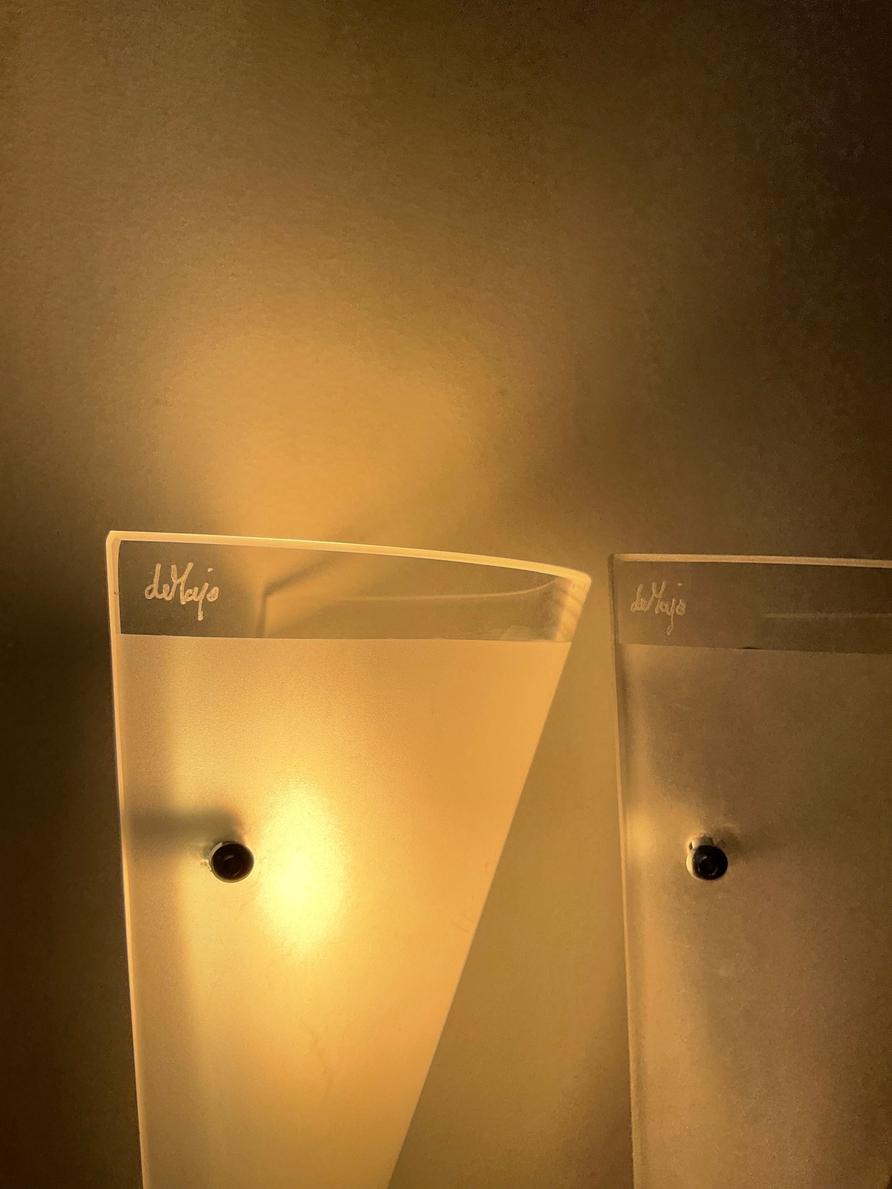 Pair of wall lamps by Lucio De Majo in De Murano glass