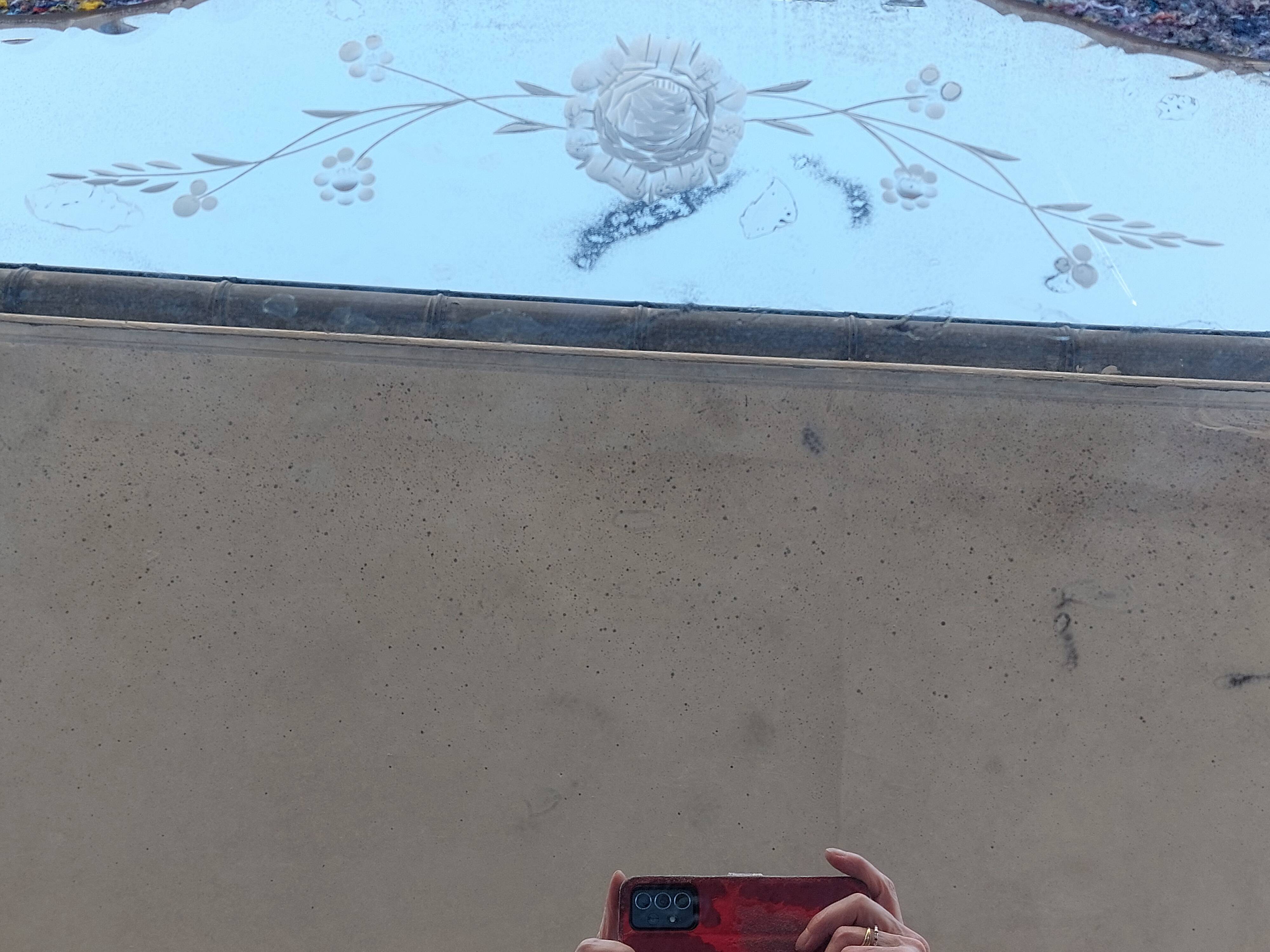 Antique engraved bevelled mirror - Art Deco
