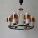 Large ceiling light with 6 arms in copper metal and glass, 1960s, Germany