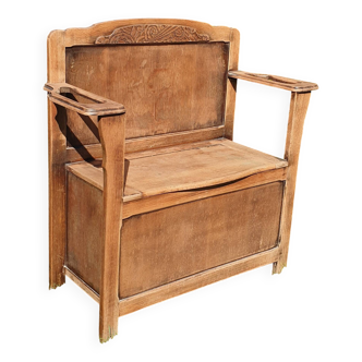 Antique small hall bench, chest, hall seat, in English oak (antique)