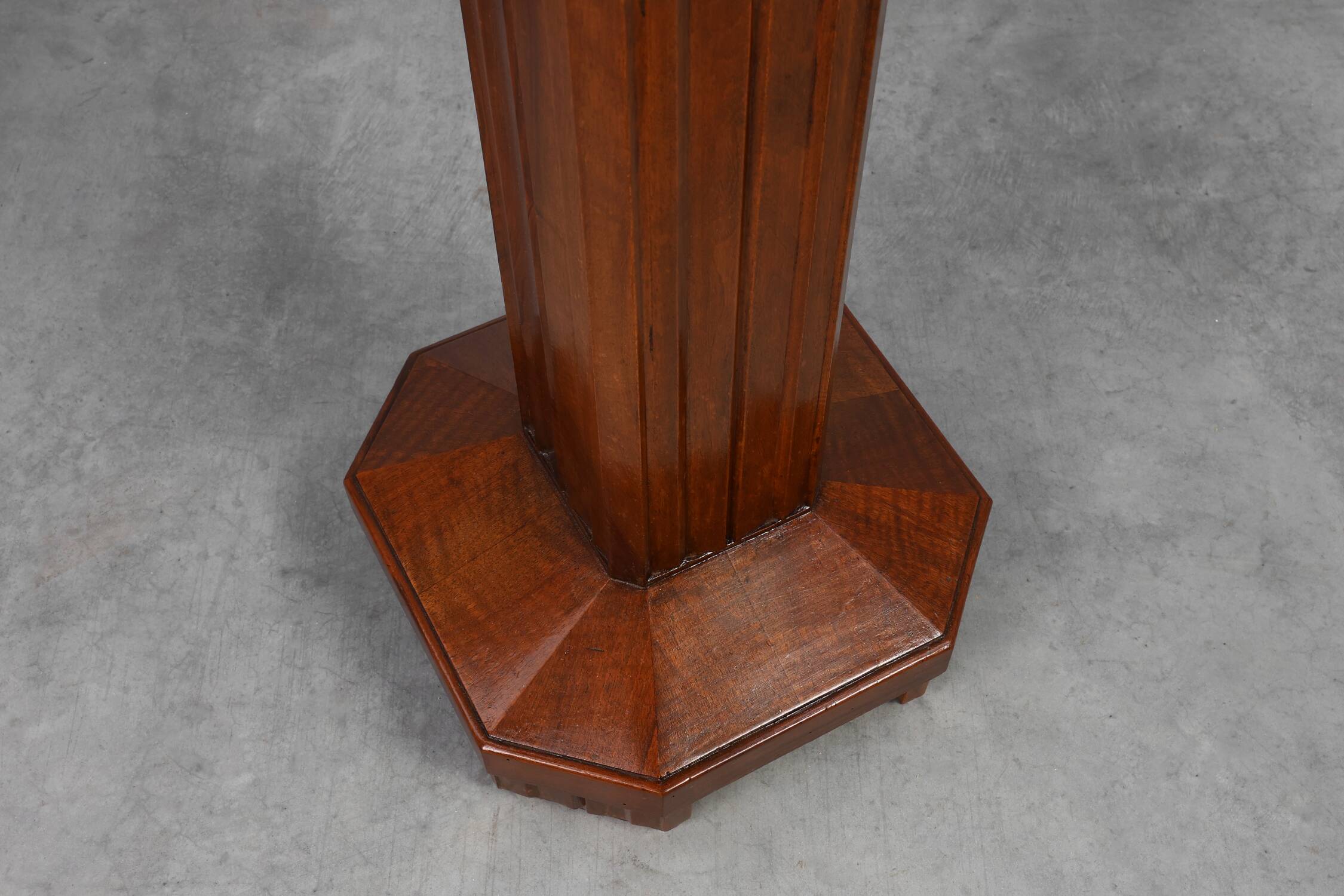 Oak & Marble large Art Deco pedestal, France 1920s