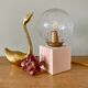 Vintage glass globe table lamp and wooden foot