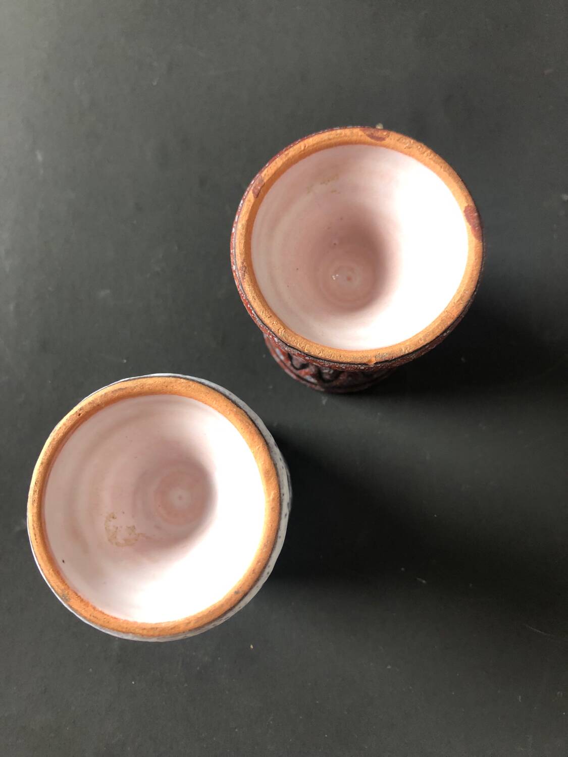 Pair of ceramic egg cups by Jean Austruy