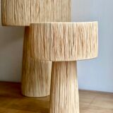Minimalist raffia bedside table lamp