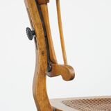 Antique late 19th century English office chair with reclining backrest and height adjustable