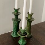 Bougeoir chandelier de tamegroute céramique émaillé vert l h30 cm
