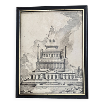 Gravure d'architecture  sous verre, Ed .Paris 1875
