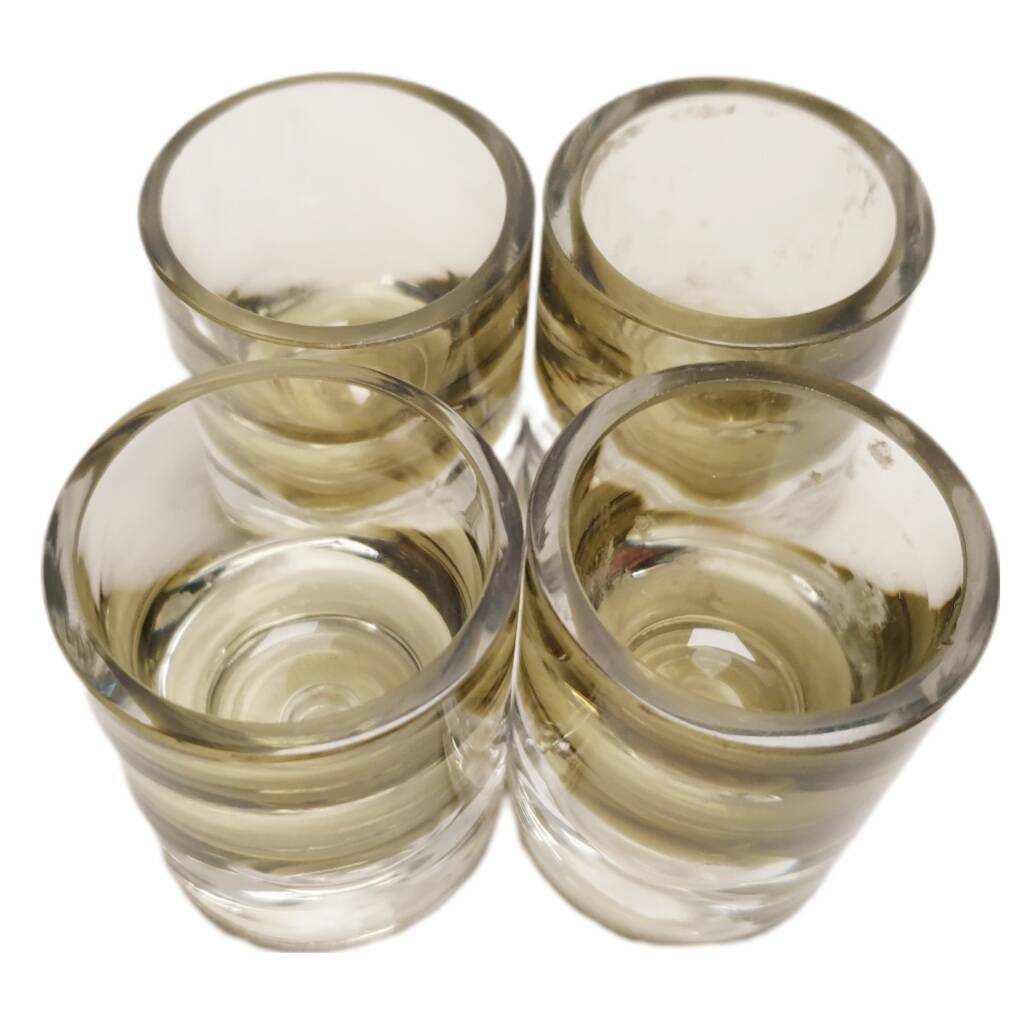 Set of nine pierre schneider smoked glass liqueur glasses