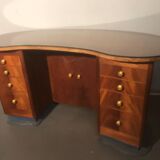 1940 desk in kidney shape with 8 drawers, 2 doors and footrest royere style
