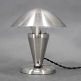 Czechoslovak Art Deco chrome table lamp with metal shade, 1930s