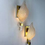 Pair of leaf-shaped wall sconces by Barovier & Toso, Murano glass, Italy 1950s