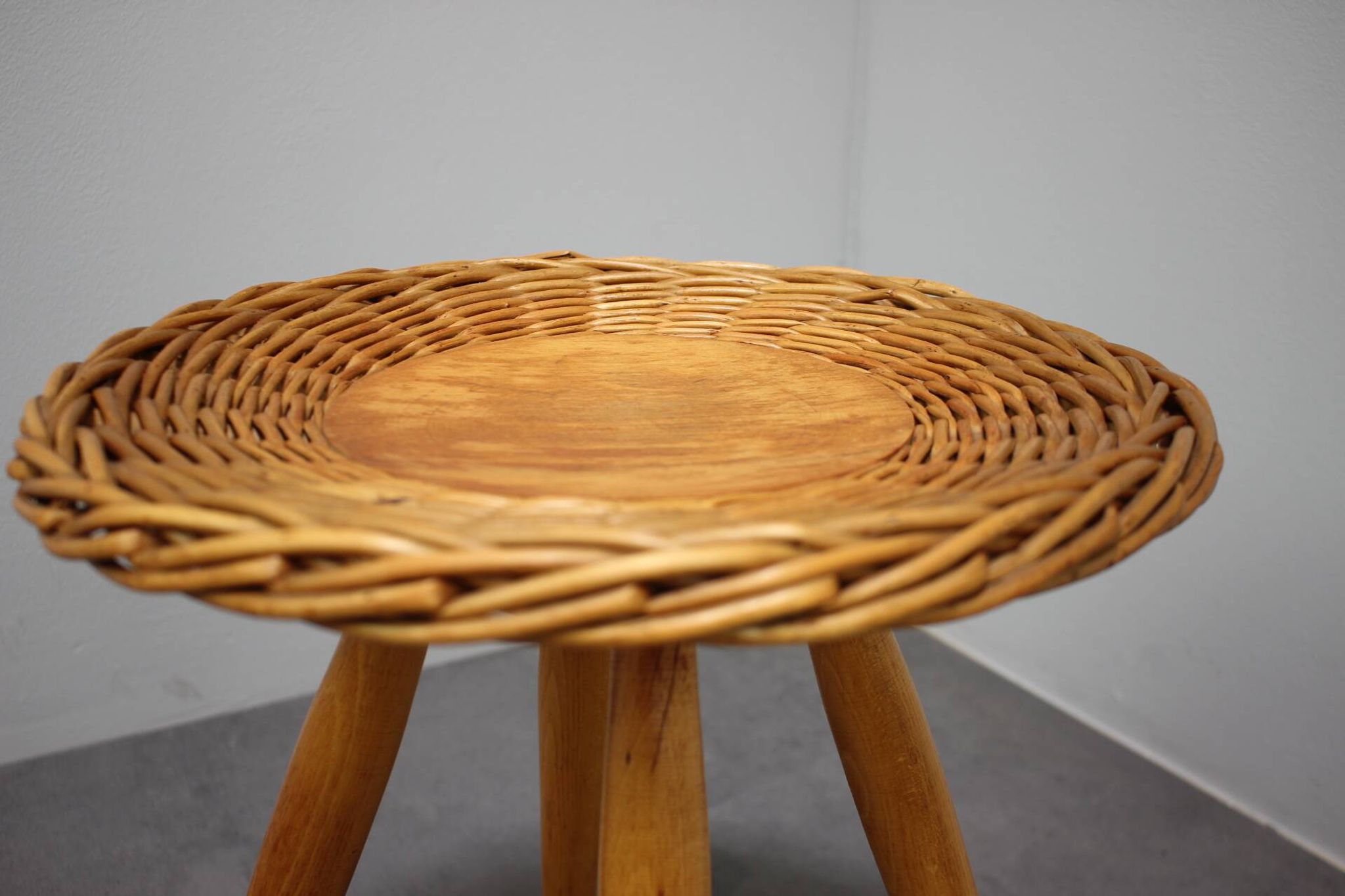 Jan Kalous Rattan Stool for ÚLUV, Czechoslovakia, 1960s