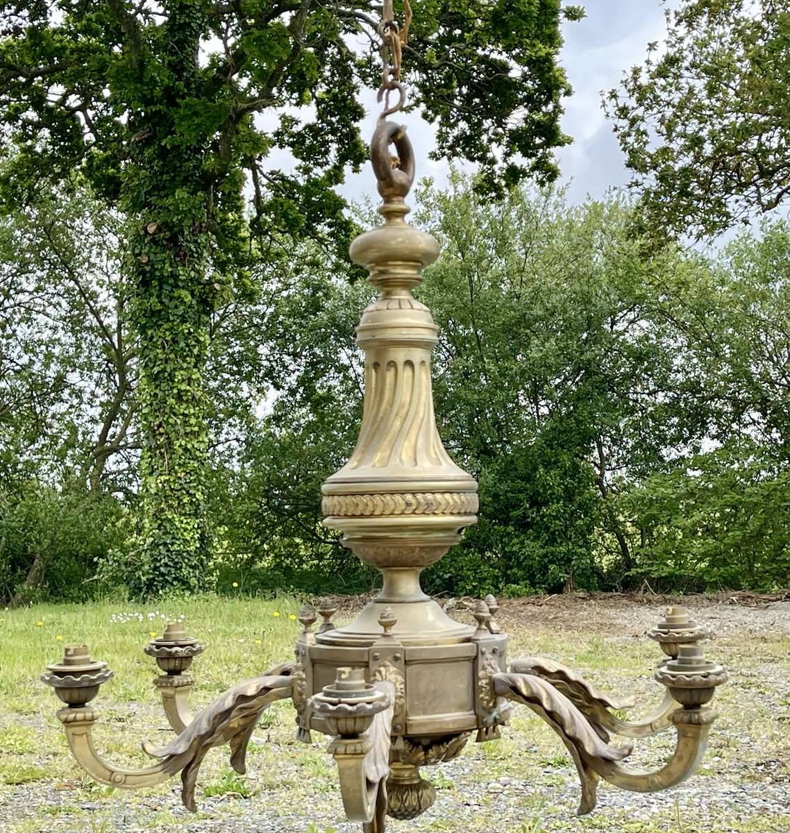Lustre en bronze fin XIXème 6 feux