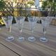 Set of 4 bubble glass champagne flutes / goblets Biot Signed 22 cm