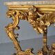 Console rocaille bois doré marbre romain XVIIème