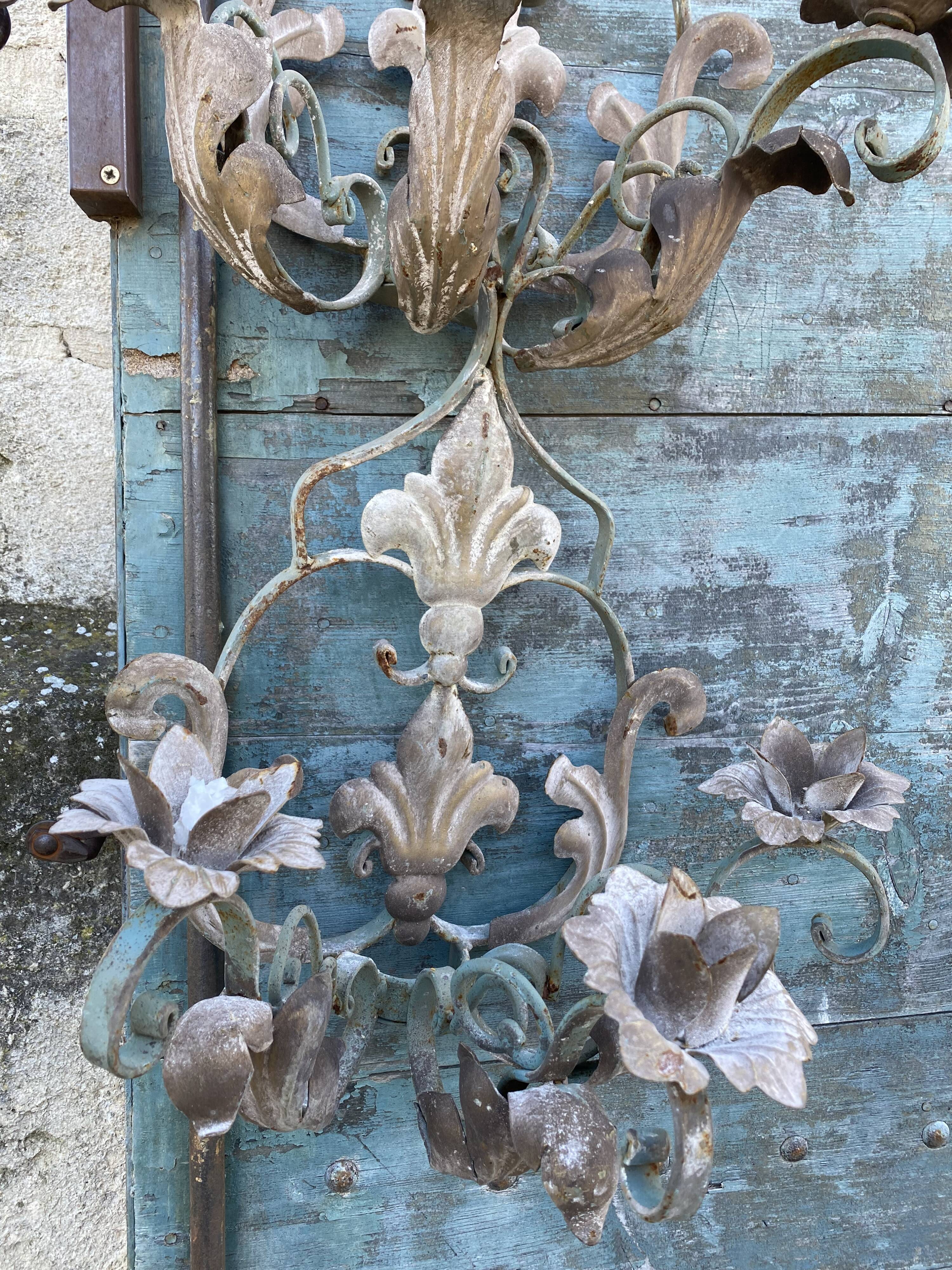 Pair of wrought iron wall lamps 1940