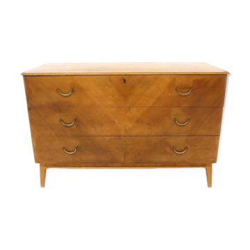 Scandinavian walnut chest of drawers, Swedish modern, Sweden, 1940.