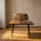 Mid-century woven rattan ottoman by Franco Albini, 1950s, Italy, 50 × 50 × 30 cm