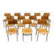 Set of 12 metal and wood school chairs Czechoslovakia Kovona