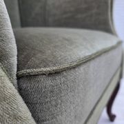 1960s, Danish armchair, green furniture velour, beech wood legs.