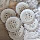 6 vintage porcelain dessert plates Moulin des Loups lilac floral pattern