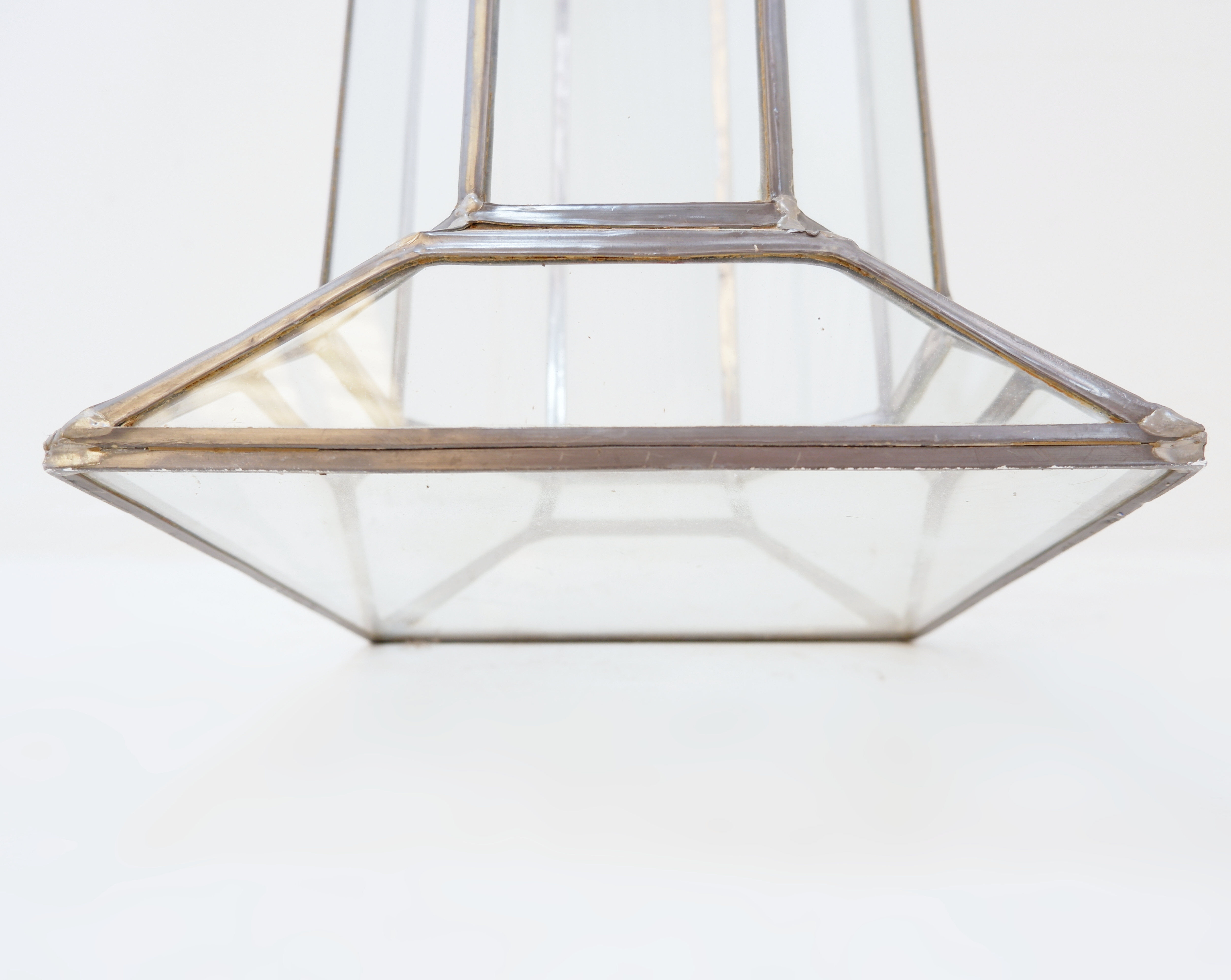 Art Deco glass and zinc pedestal column