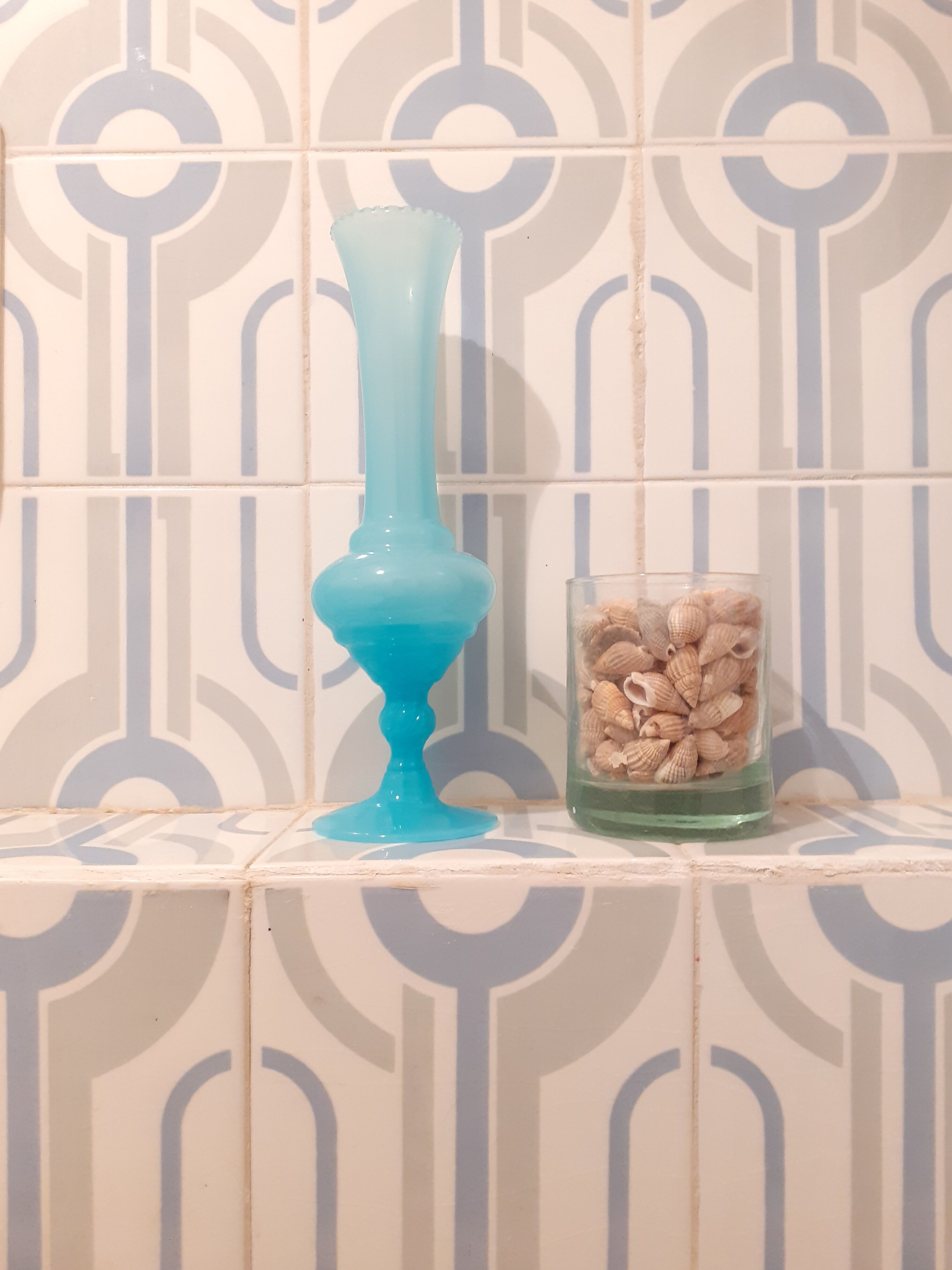 Blue opaline soliflore vase