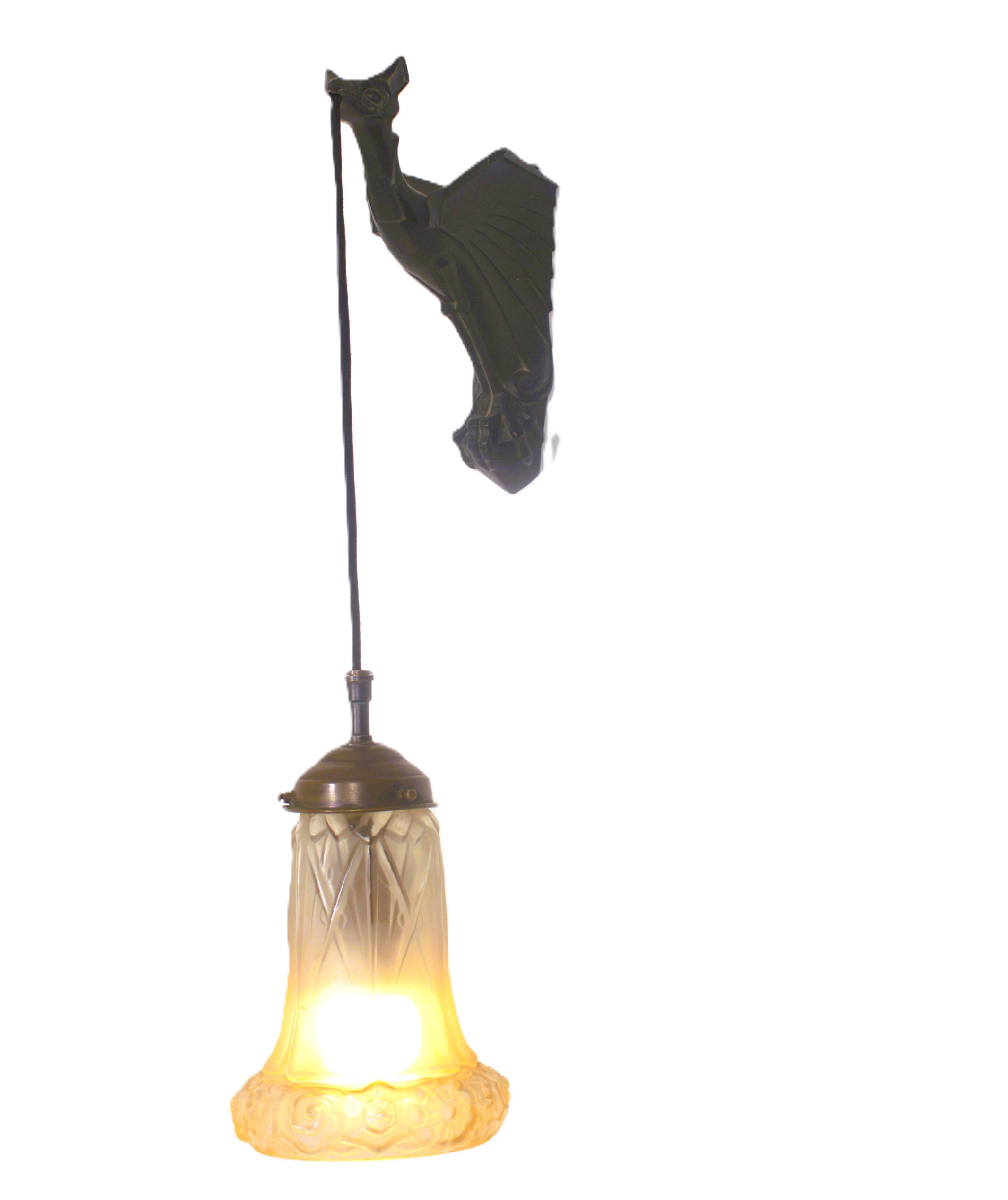 Art Deco wall lamp by Max Le Verrier, France, 1920