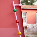 Standing coat rack with mirror, colored balls