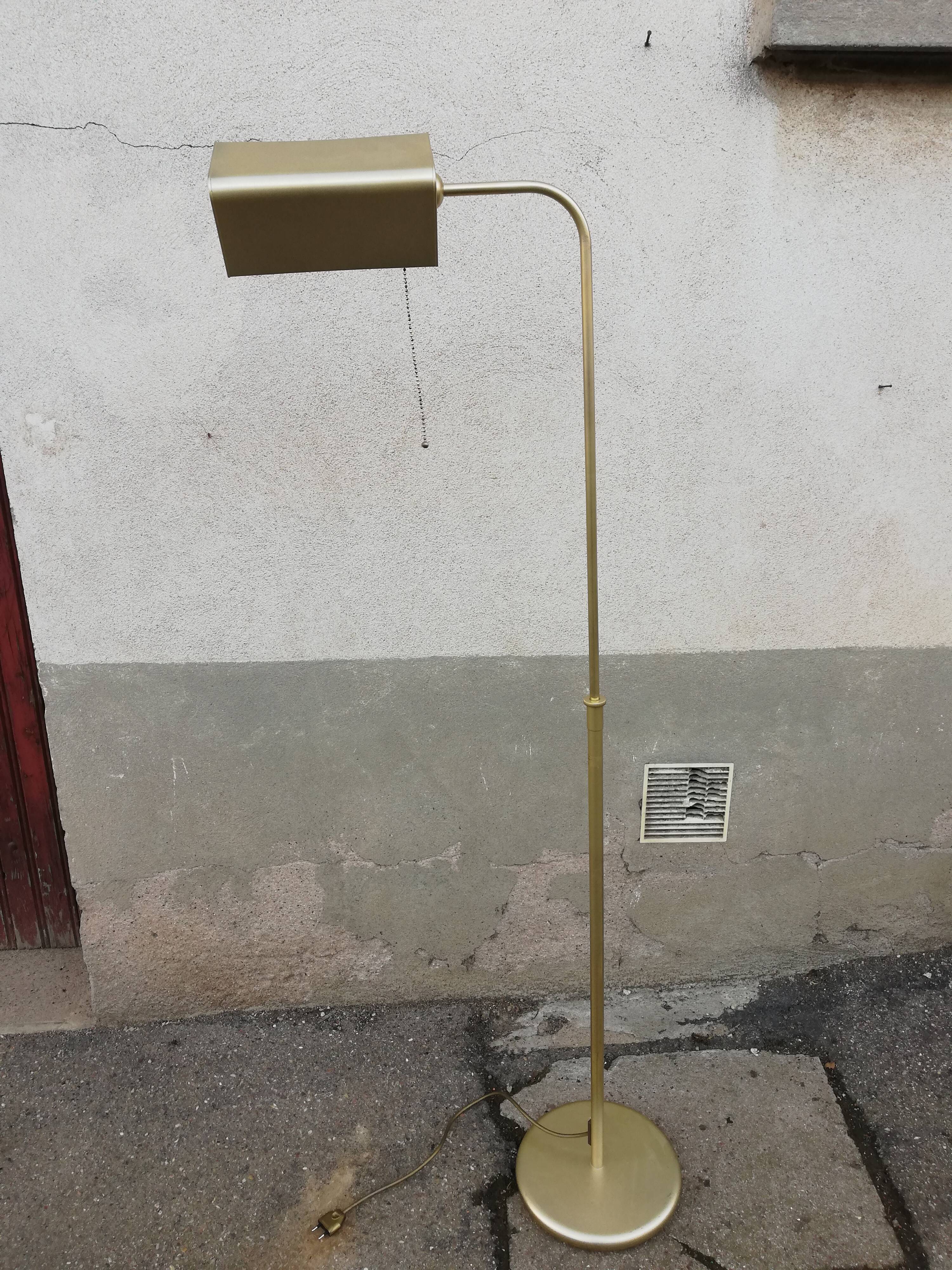 Vintage metal floor lamp painted gold