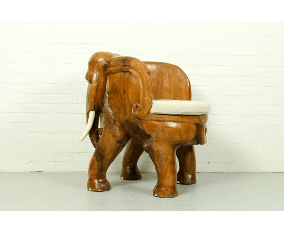 Teak chair sculpted as elephant | Selency
