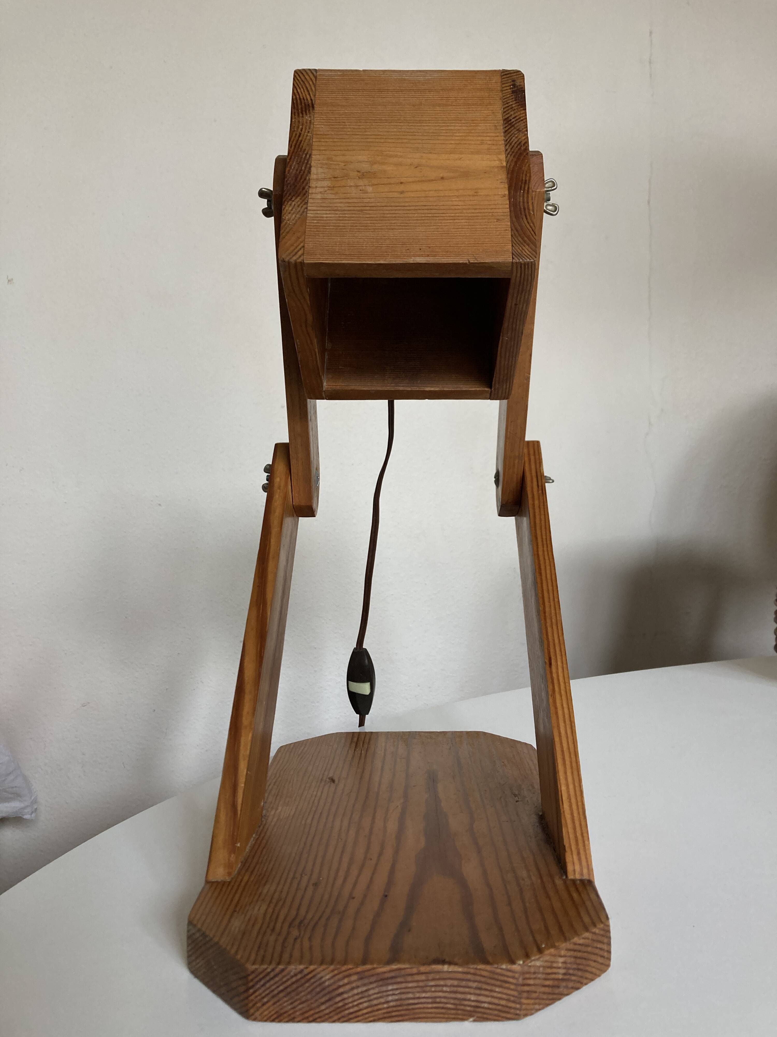 Articulated cocotte lamp in pine wood 1970