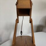 Lampe cocotte articulée en bois de pin 1970
