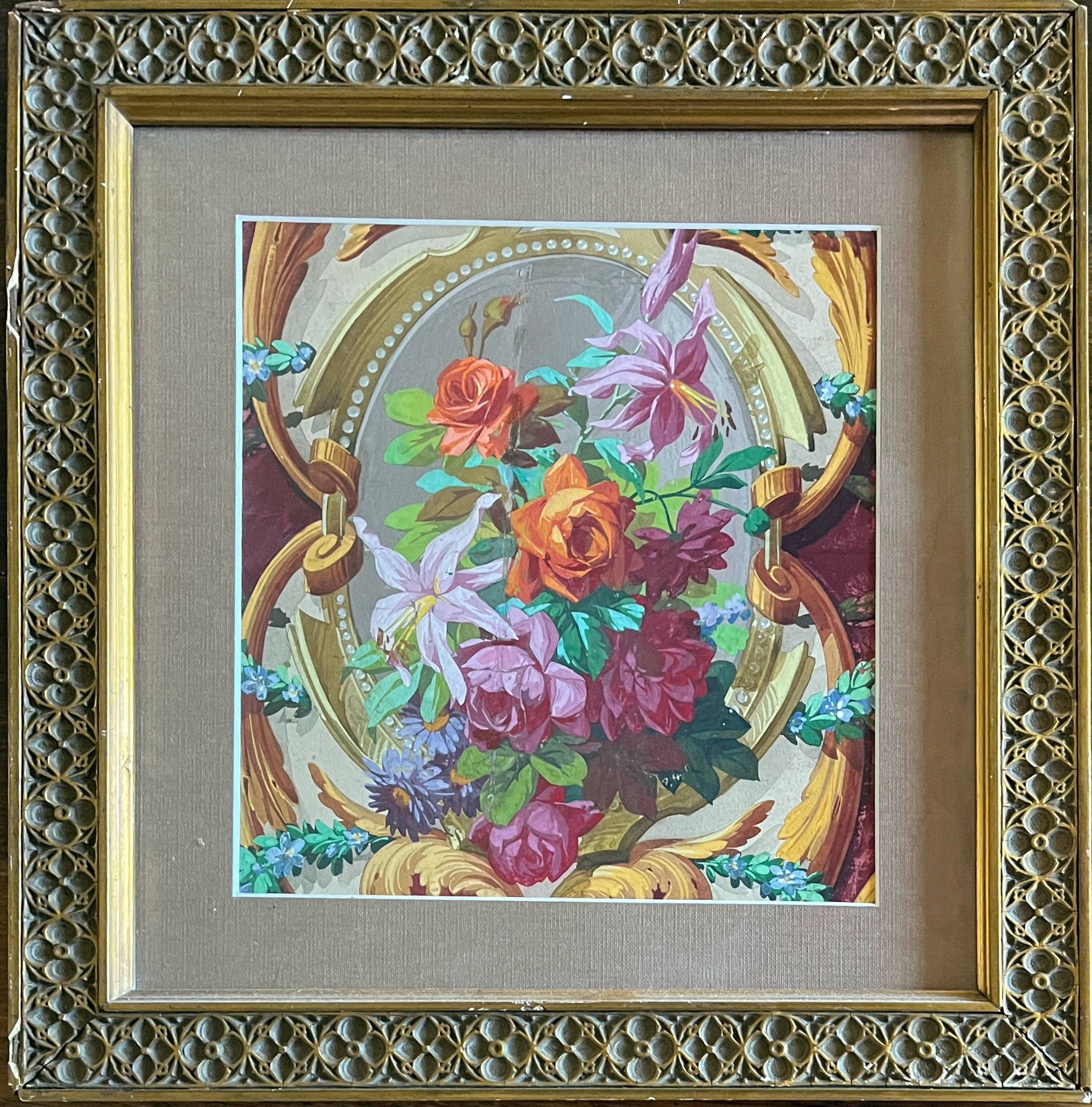 Tableau HSP "étude de fleurs - roses" Projet d'architecture Art Nouveau + c