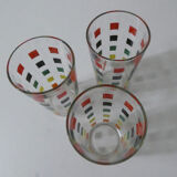 3 multicolored vintage glasses