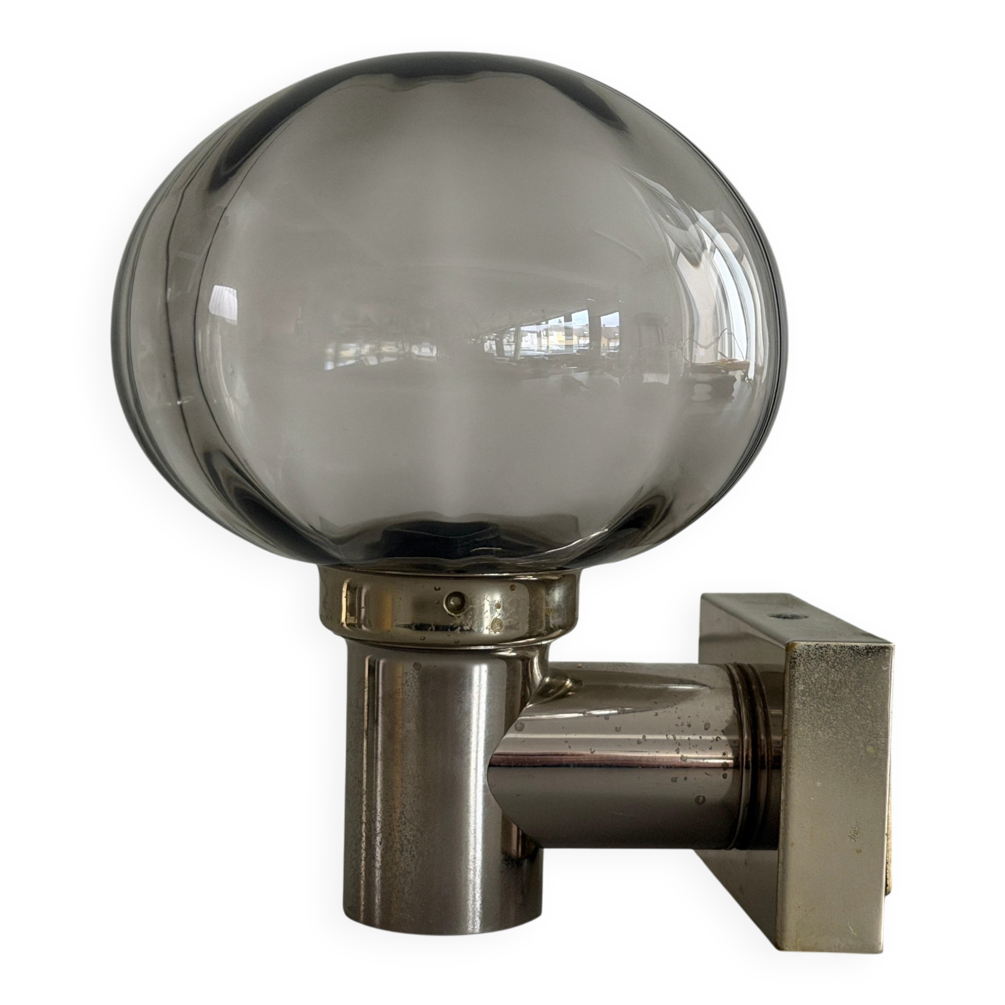 Set of 3 grey glass and chrome wall lights from the mid-century by N Leuchten, 1960s, Germany.