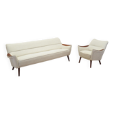 Ensemble de salon beige, design danois, années 1970, production : Danemark