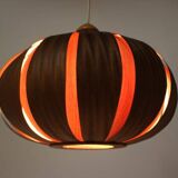 Large wooden veneer pendant lamp from the mid-20th century, 1960s