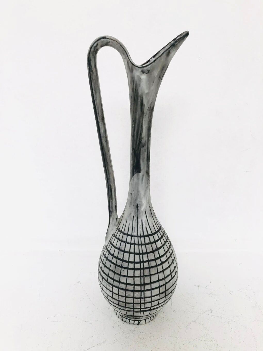Vintage grey ceramic bud vase, 1970