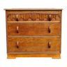 Vintage 1930s oak chest of drawers three drawer cabinet highly detailed