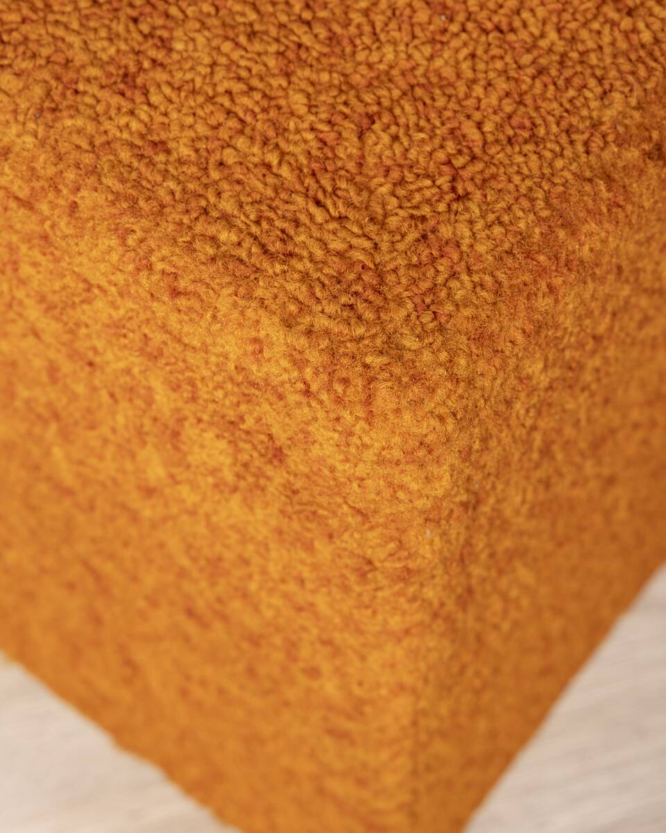 Pair of vintage 80s orange fabric poufs Italian design