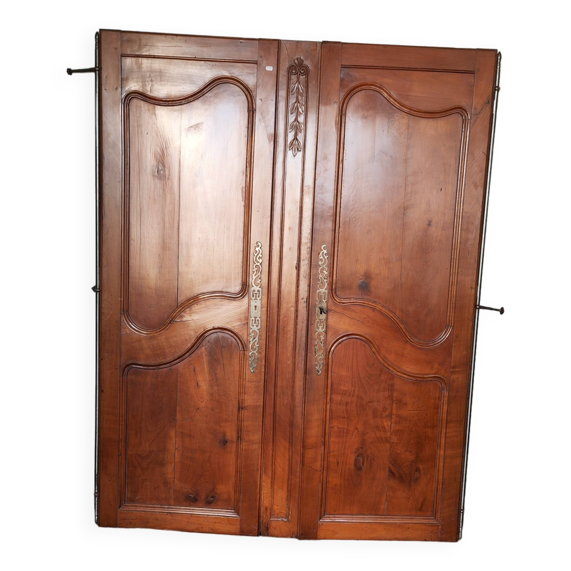 Old pair of walnut doors cabinet front