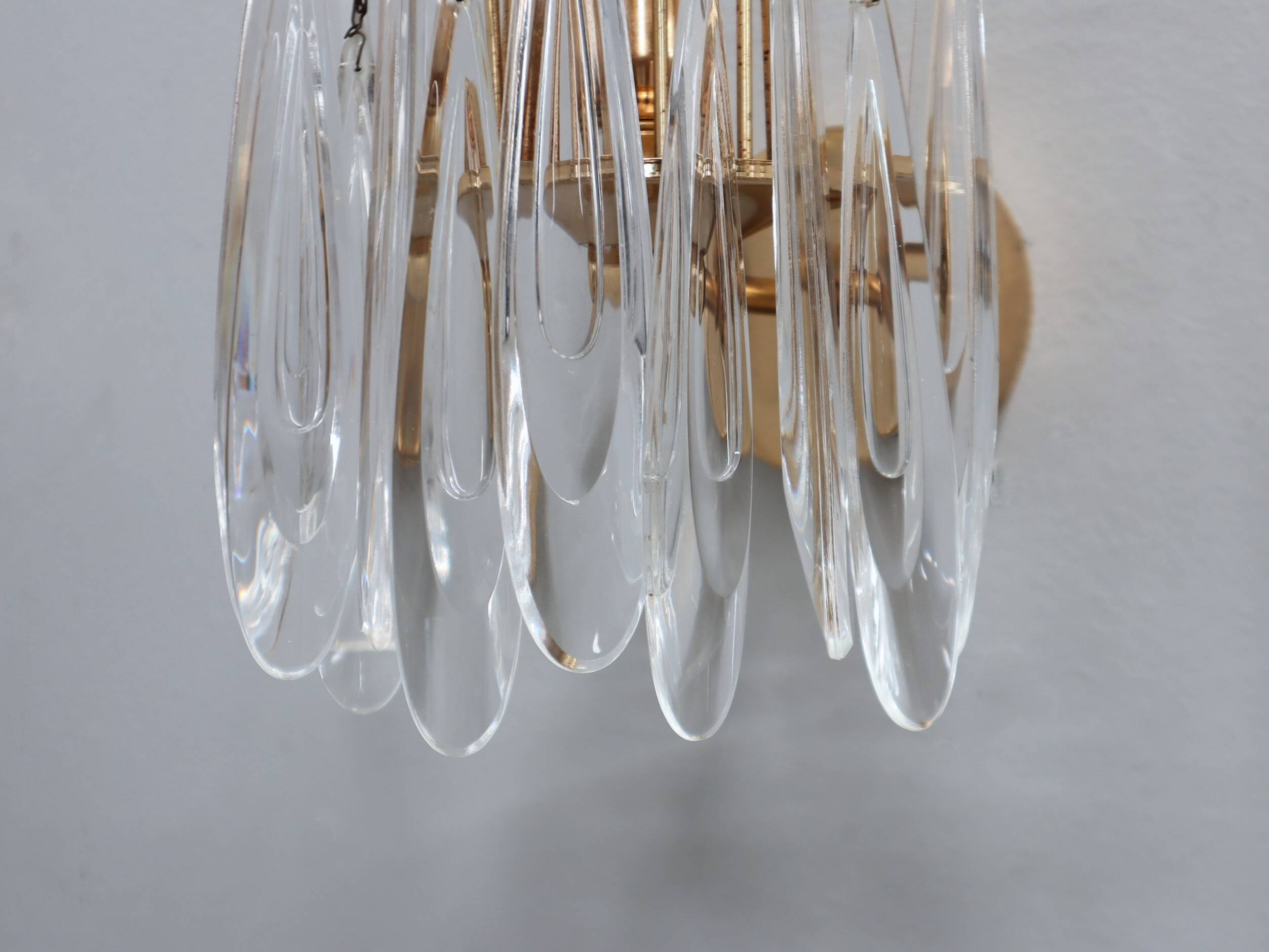 Lot de 4 appliques murales vintage en verre de Murano en forme de larme, années 1980