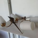 Pair of opaline and brass sconces with 2 branches