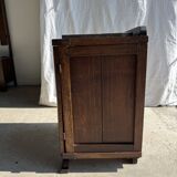 Art Deco wooden bedside table with marble top and one drawer