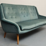 Canapé des années 1950 en velours bleu