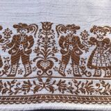 Beige and brown Austrian square tablecloth