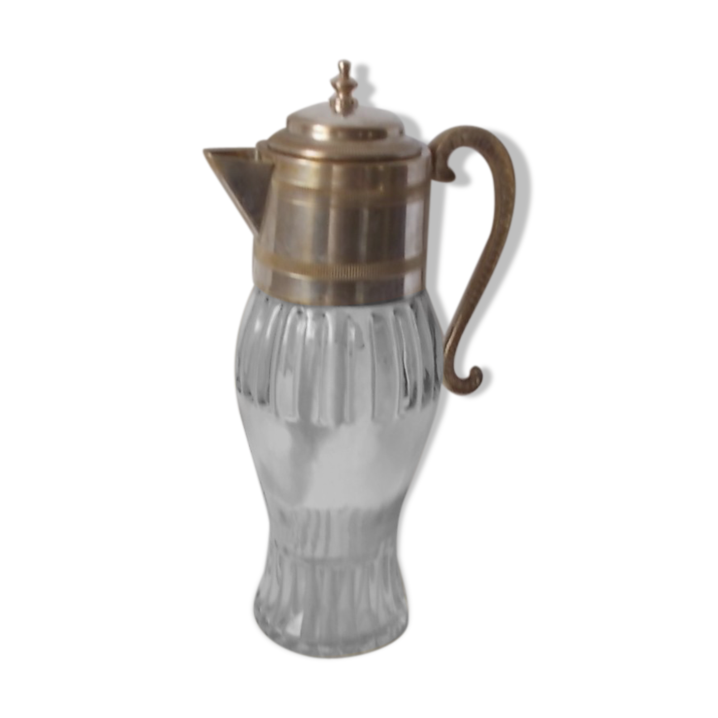 Pichet aiguière en verre et métal argenté